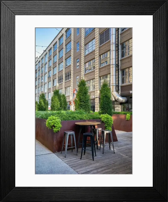 Framed Print : New York City, Brooklyn, Sunset Park neighborhood, Industry City, historic intermodal shipping, warehousing, and manufacturing complex, courtyard