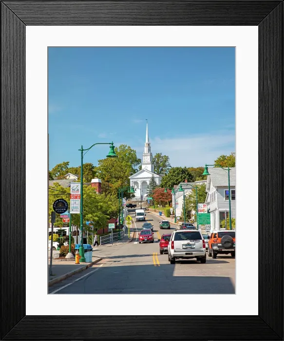 Framed Print : Connecticut, Mystic, Main street with Union Baptist Church Framed Print : Connecticut, Mystic, Main street with Union Baptist Church