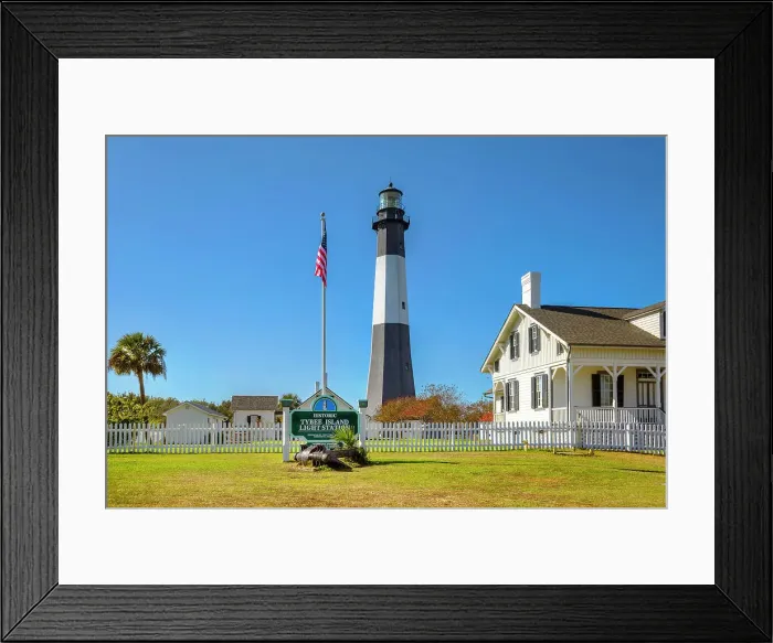 Framed Print : Georgia, Tybee Island, Tybee Lighthouse and compound Framed Print : Georgia, Tybee Island, Tybee Lighthouse and compound