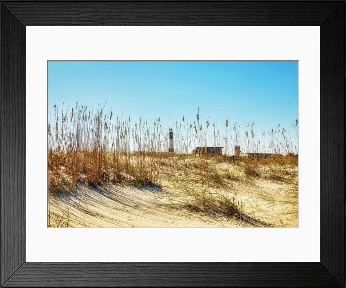 Framed Print : Georgia, Tybee Island, Tybee Island, Lighthouse seen through tall sea oats
