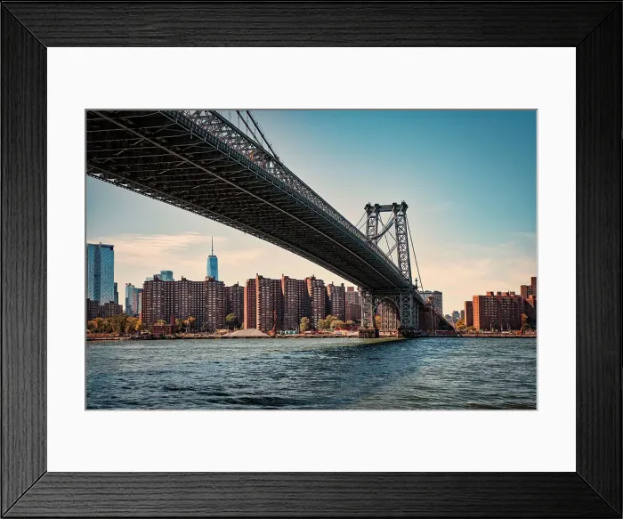 Framed Print : New York City, Williamsburg Bridge and Lower Manhattan Skyline Framed Print : New York City, Williamsburg Bridge and Lower Manhattan Skyline