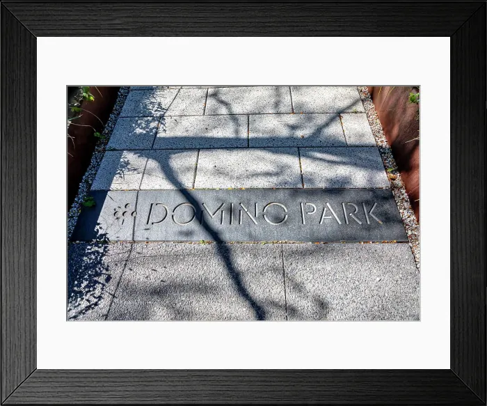 Framed Print : New York City, Williamsburg, Domino Park sign on sidewalk Framed Print : New York City, Williamsburg, Domino Park sign on sidewalk