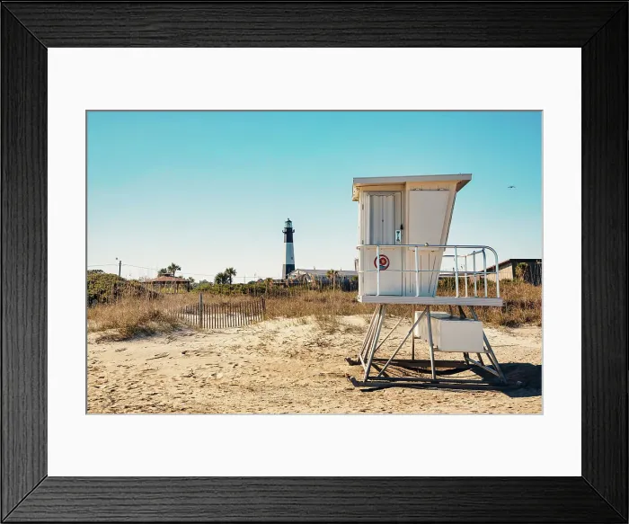 Framed Print : Georgia, Tybee Island, Lifeguard hut and Lighthouse Framed Print : Georgia, Tybee Island, Lifeguard hut and Lighthouse