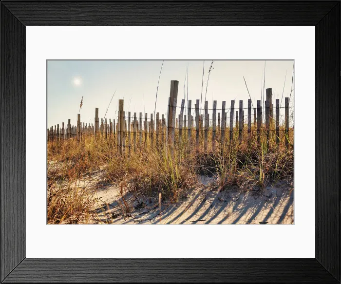 Framed Print : Georgia, Tybee Island, wooden fence and sand dunes Framed Print : Georgia, Tybee Island, wooden fence and sand dunes