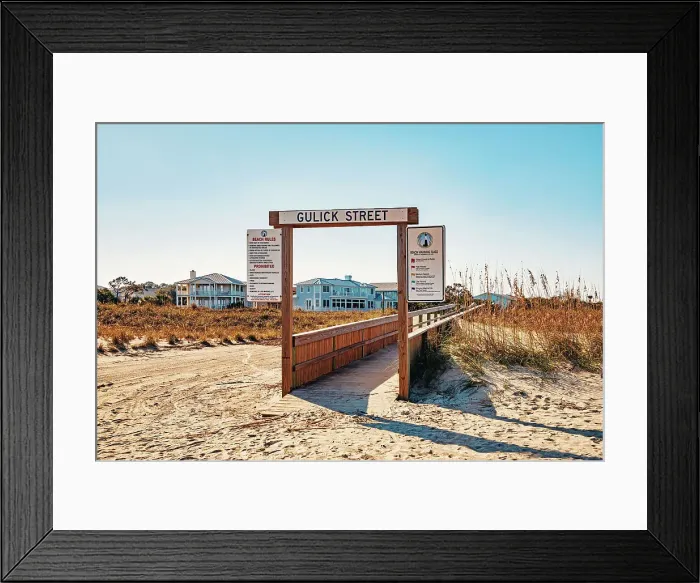 Framed Print : Georgia, Tybee Island, Gulick Street entrance to beach, wooden beach path Framed Print : Georgia, Tybee Island, Gulick Street entrance to beach, wooden beach path