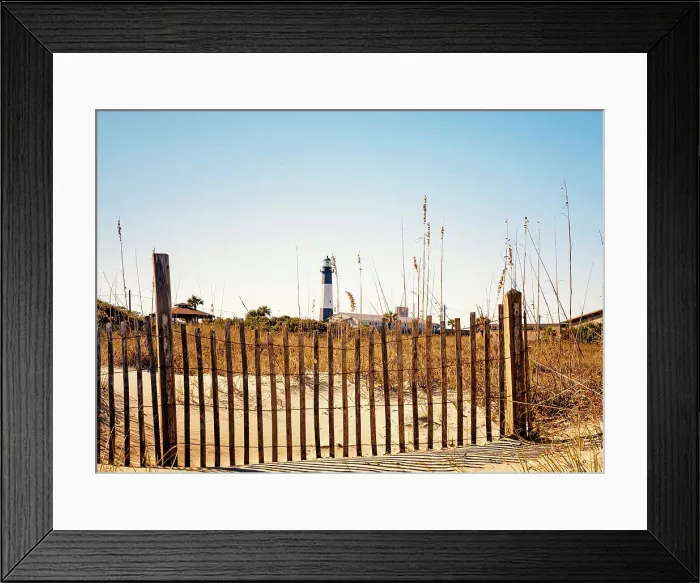 Framed Print : Georgia, Tybee Island, Tybee Lighthouse seen through picket fence Framed Print : Georgia, Tybee Island, Tybee Lighthouse seen through picket fence