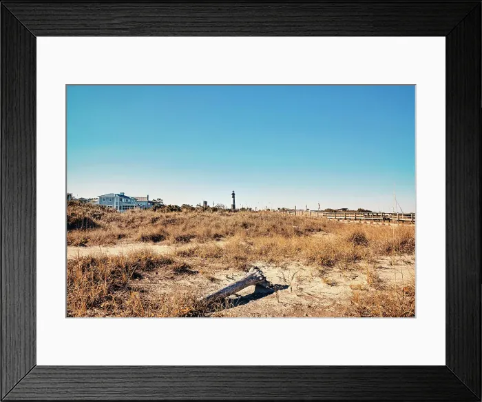 Framed Print : Georgia, Tybee Island, waterfront homes and lighthouse Framed Print : Georgia, Tybee Island, waterfront homes and lighthouse