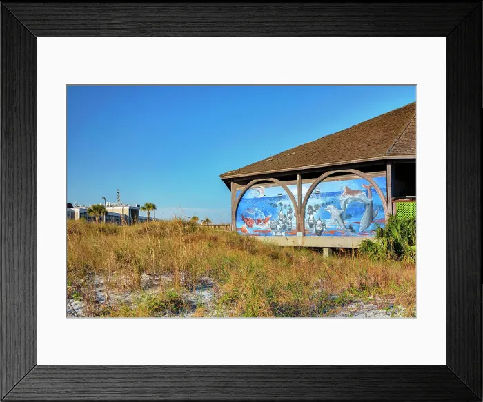 Framed Print : Georgia, Tybee Island, pavilion and beach Framed Print : Georgia, Tybee Island, pavilion and beach