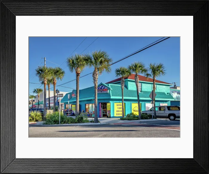 Framed Print : Georgia, Tybee Island, Tybrisa Street, local stores, Waves, souvenir shop Framed Print : Georgia, Tybee Island, Tybrisa Street, local stores, Waves, souvenir shop