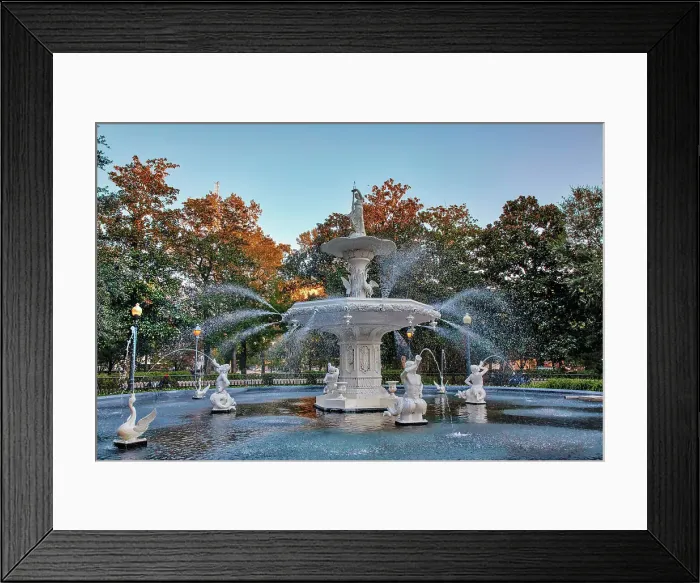 Framed Print : Georgia, Savannah, Forsyth Fountain, historic district