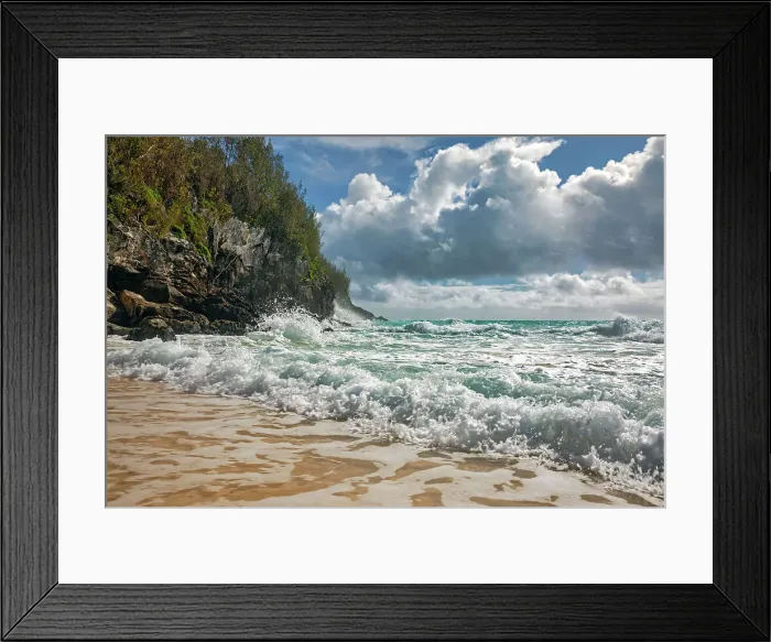 Framed Print : Bermuda, private beach with large rocks and crashing waves at Rosewood Bermuda Hotel Framed Print : Bermuda, private beach with large rocks and crashing waves at Rosewood Bermuda Hotel