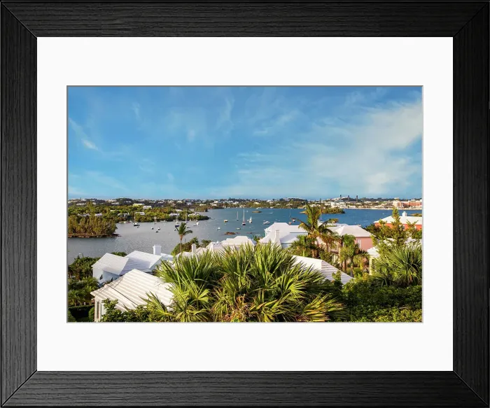 Framed Print : Bermuda, sweeping views of Hamilton Harbor, the Great Sound, and iconic white rooftops in the foreground