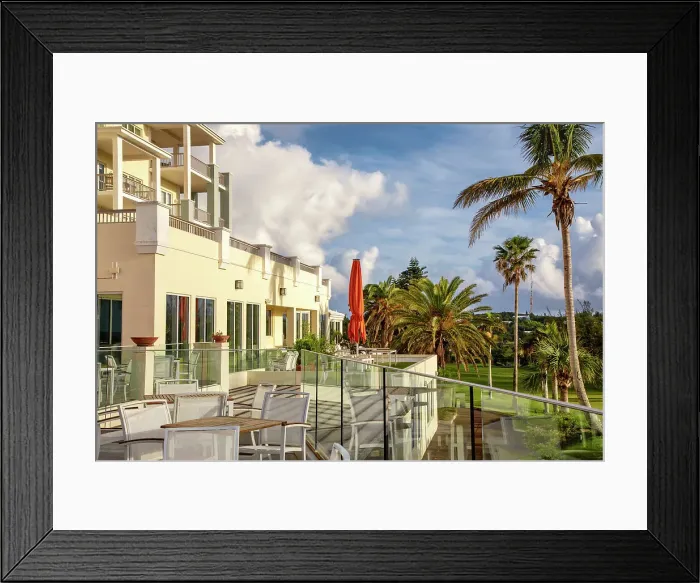 Framed Print : Bermuda, Warwick, Blu Bar & Grill, outdoor deck Framed Print : Bermuda, Warwick, Blu Bar & Grill, outdoor deck