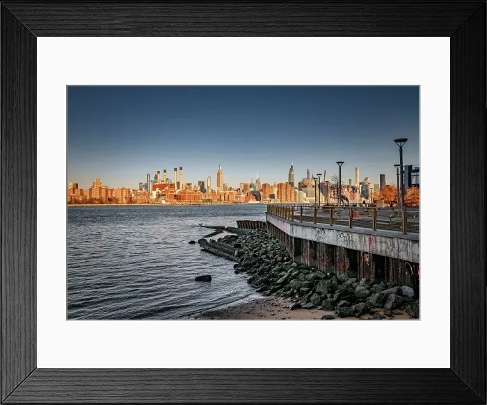 Framed Print : New York City, Brooklyn, View of East River and New York City Skyline Framed Print : New York City, Brooklyn, View of East River and New York City Skyline