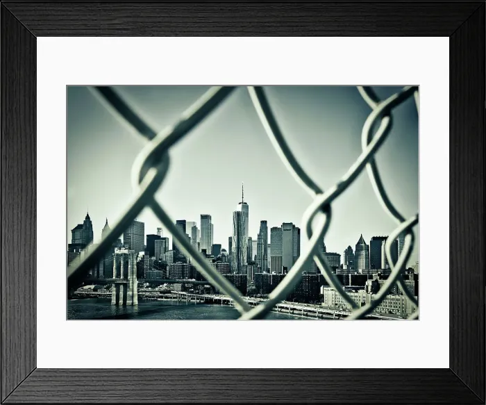 Framed Print : New York City, East River Scene with Lower East Side skyline viewed from Manhattan Bridge Framed Print : New York City, East River Scene with Lower East Side skyline viewed from Manhattan Bridge