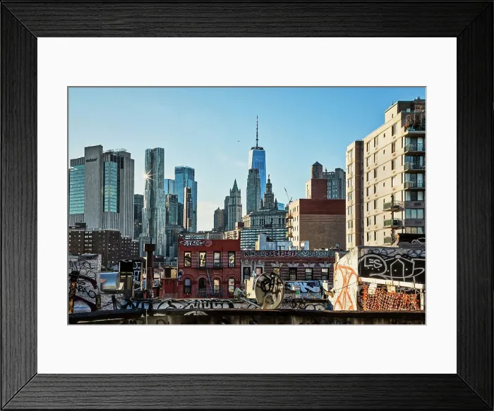 Framed Print : New York City, View of Lower Manhattan skyline and China Town
