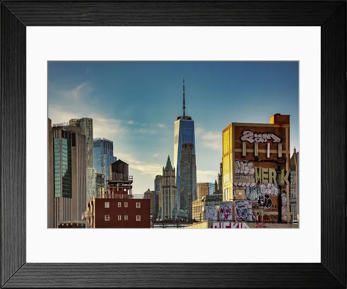 Framed Print : New York City, Lower Manhattan, Lower East Side skyline viewed from Manhattan Bridge Framed Print : New York City, Lower Manhattan, Lower East Side skyline viewed from Manhattan Bridge