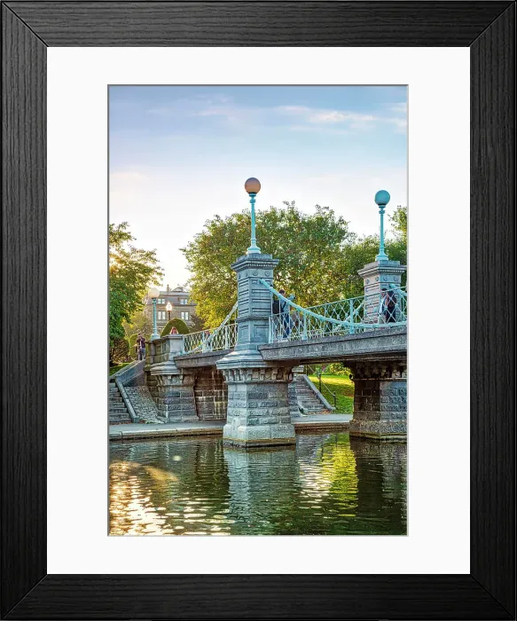 Framed Print : Massachusetts, Boston, Boston Common public park, People crossing footbridge Framed Print : Massachusetts, Boston, Boston Common public park, People crossing footbridge
