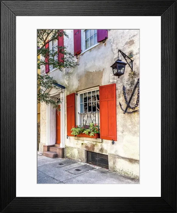 Framed Print : South Carolina, Charleston, Typical architecture