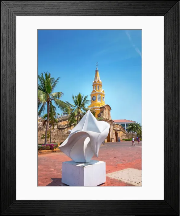 Framed Print : Colombia, Cartagena, Walled Colonia City, Clock Tower