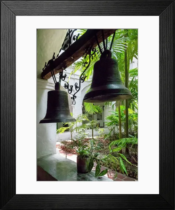 Framed Print : Colombia, Cartagena, San Pedro Claver Convent Church and Museum, Court Yard, bells