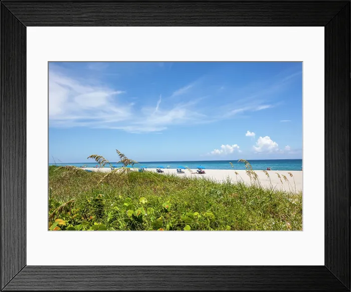 Framed Print : Florida, Delray Beach, beach chairs with umbrella Framed Print : Florida, Delray Beach, beach chairs with umbrella