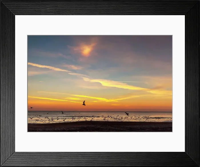 Framed Print : Amelia Island, Fernandina Beach, Beach at sunset