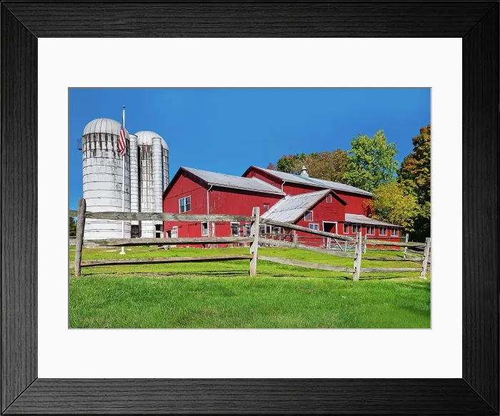 Framed Print : New York, Warwick, Traditional farm with red barn Framed Print : New York, Warwick, Traditional farm with red barn