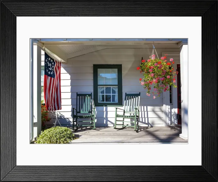 Framed Print : New York, Long Island, Greenport, porch Framed Print : New York, Long Island, Greenport, porch