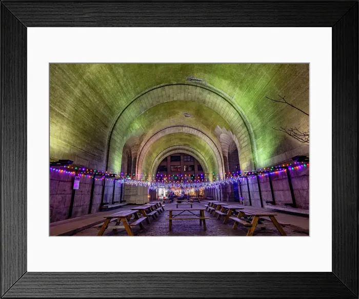 Framed Print : NYC, Brooklyn, Dumbo, archway under Manhattan Bridge, illuminated at Christmas Framed Print : NYC, Brooklyn, Dumbo, archway under Manhattan Bridge, illuminated at Christmas