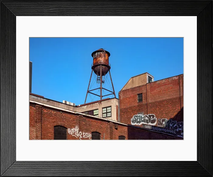 Framed Print : NY, Brooklyn, wooden tank on rooftop Framed Print : NY, Brooklyn, wooden tank on rooftop