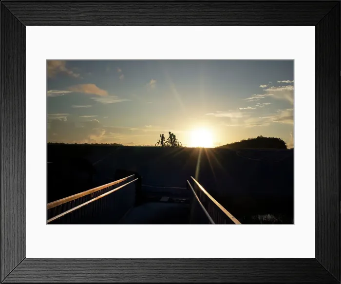 Framed Print : Florida, Tamarac, Sawgrass Trailhead, people riding bicycles at sunset Framed Print : Florida, Tamarac, Sawgrass Trailhead, people riding bicycles at sunset