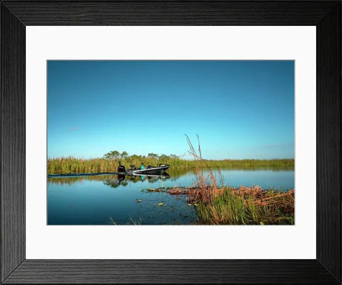 Framed Print : Florida, Everglades, fisherman in small boat Framed Print : Florida, Everglades, fisherman in small boat