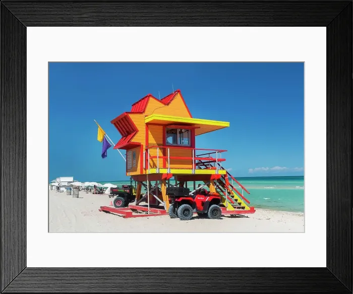 Framed Print : Florida, Miami, South Beach, colorful lifeguard station at South Miami Beach Framed Print : Florida, Miami, South Beach, colorful lifeguard station at South Miami Beach