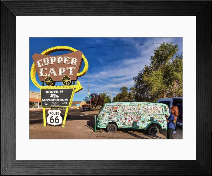 Framed Print : Arizona, Seligman, Route 66, Copper Cart, historic