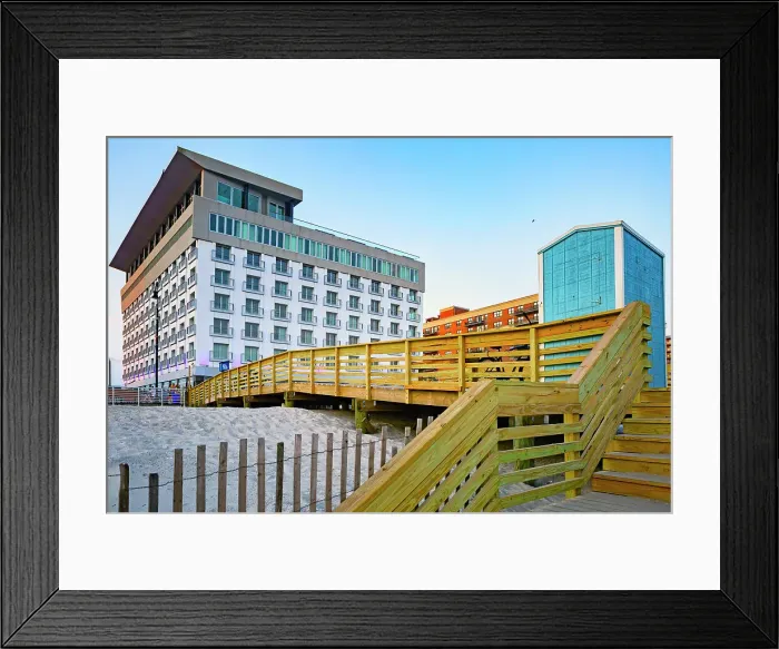 Framed Print : New York, Long Island, Long Beach, Allegria Hotel and board walk