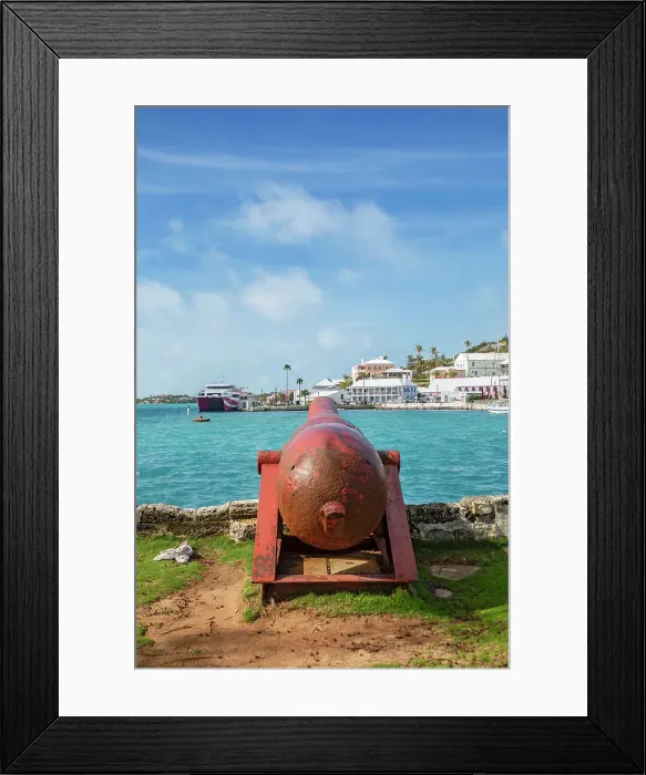 Framed Print : Bermuda, St George's Town, St. George's Harbour, Ordnance Island, Historic Canon Framed Print : Bermuda, St George's Town, St. George's Harbour, Ordnance Island, Historic Canon