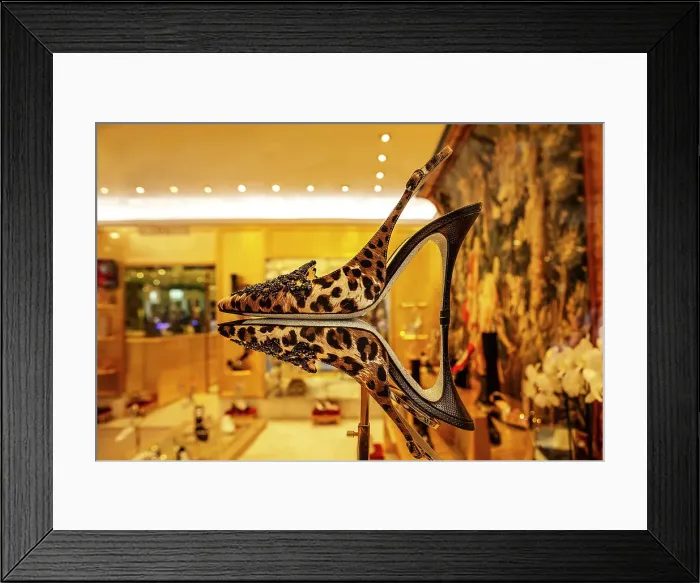 Framed Print : Italy, Veneto, Venice, Fashionable shoe in store window Framed Print : Italy, Veneto, Venice, Fashionable shoe in store window