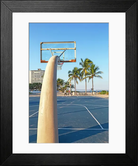 Framed Print : Florida, South Florida, Fort Lauderdale, Basketball court on the beach Framed Print : Florida, South Florida, Fort Lauderdale, Basketball court on the beach