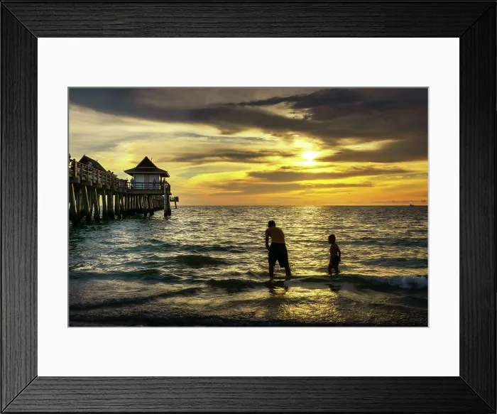 Framed Print : Florida, Naples, Fishing Pier, Playing on the beach Framed Print : Florida, Naples, Fishing Pier, Playing on the beach