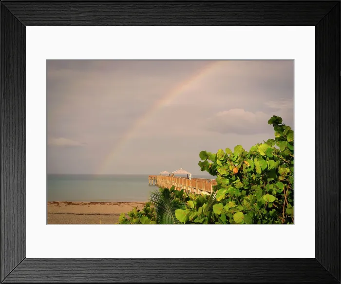 Framed Print : Florida, South Florida, rainbow over Juno Beach pier Framed Print : Florida, South Florida, rainbow over Juno Beach pier