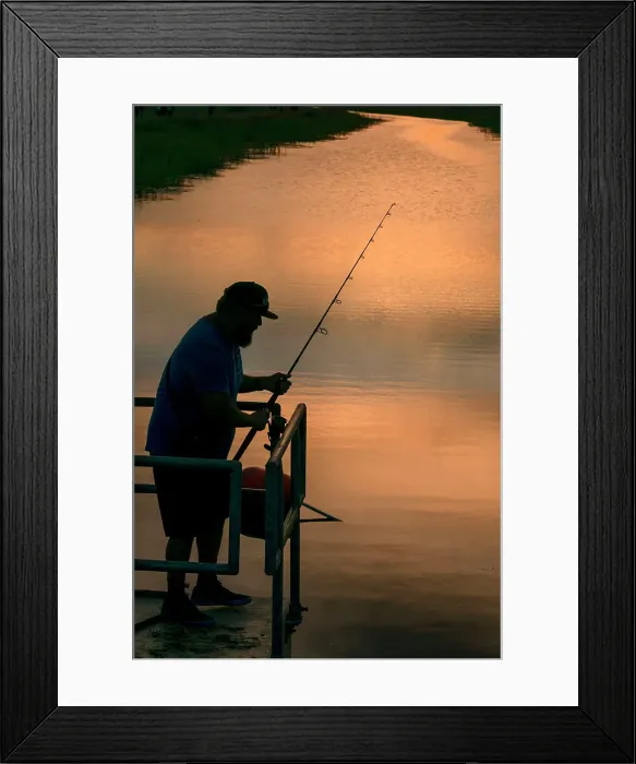 Framed Print : Florida, Everglades, man fishing in canal Framed Print : Florida, Everglades, man fishing in canal