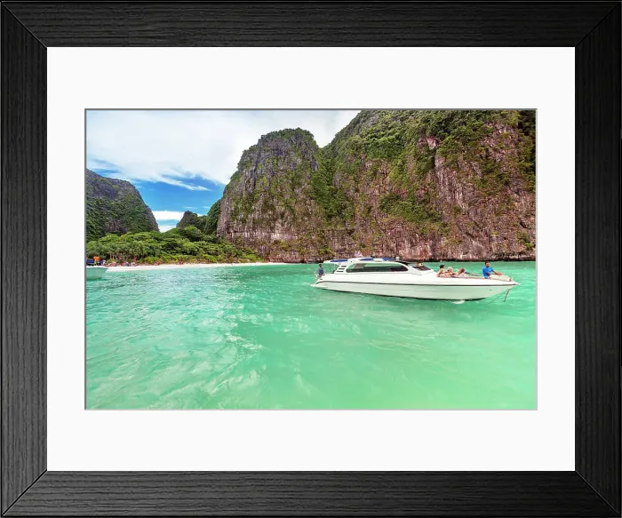 Framed Print : Thailand, Phi Phi islands, tourist boat cruising Framed Print : Thailand, Phi Phi islands, tourist boat cruising