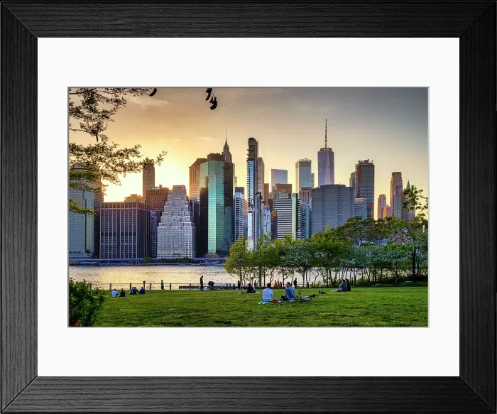 Framed Print : NYC, Brooklyn, Brooklyn Bridge Park, lawn, panoramic views of lower Manhattan Framed Print : NYC, Brooklyn, Brooklyn Bridge Park, lawn, panoramic views of lower Manhattan