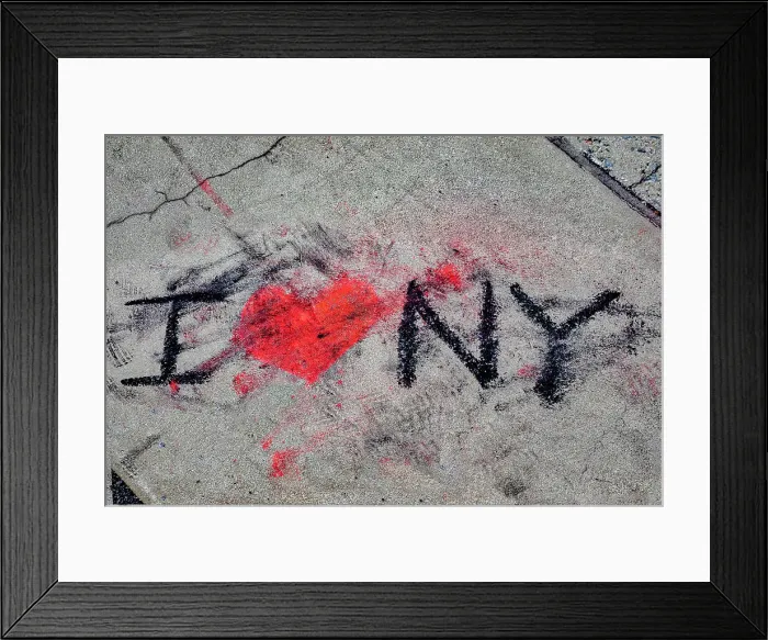 Framed Print : NYC, I LOVE NY sign painted on sidewalk Framed Print : NYC, I LOVE NY sign painted on sidewalk