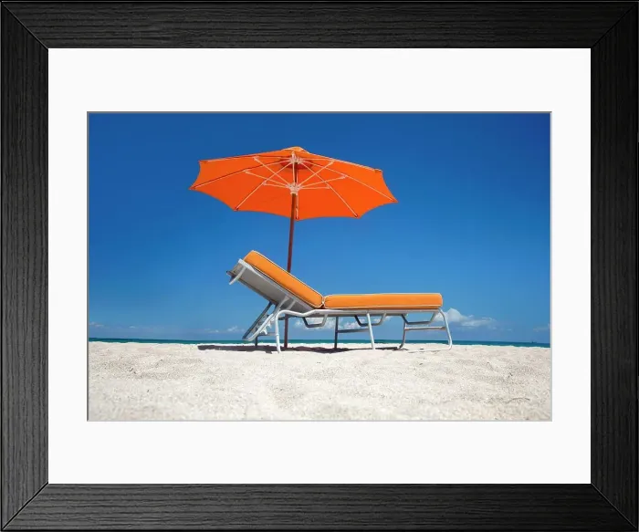 Framed Print : Florida, Miami, South Beach, empty beach chair Framed Print : Florida, Miami, South Beach, empty beach chair