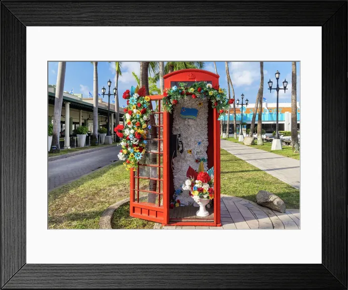 Framed Print : Aruba, Oranjestad, Decorated Old Phone Booth Framed Print : Aruba, Oranjestad, Decorated Old Phone Booth