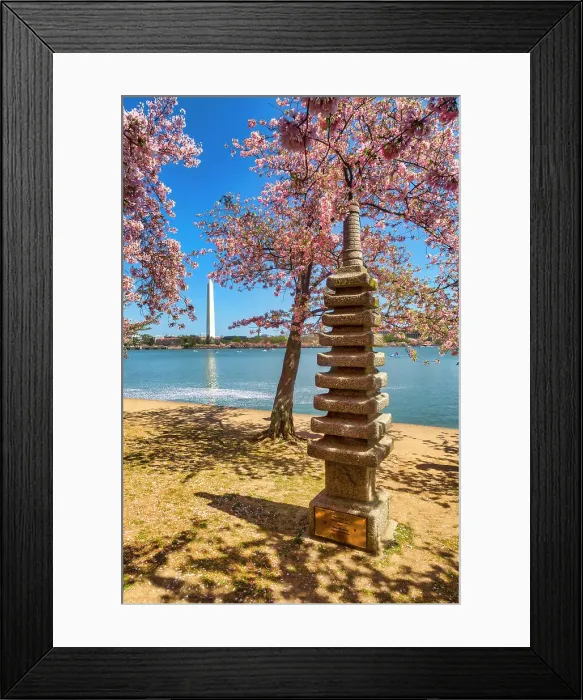 Framed Print : Washington, D.C. Japanese Pagoda and Washington Monument During Springtime Framed Print : Washington, D.C. Japanese Pagoda and Washington Monument During Springtime