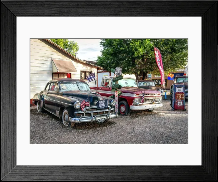 Framed Print : Arizona, Seligman, Route 66, antique cars Framed Print : Arizona, Seligman, Route 66, antique cars