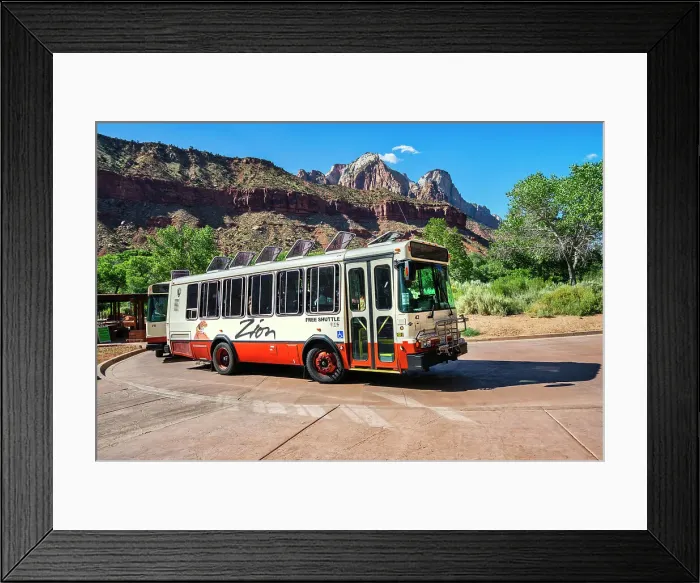 Framed Print : Utah, Springdale, Zion National Park, tour bus Framed Print : Utah, Springdale, Zion National Park, tour bus
